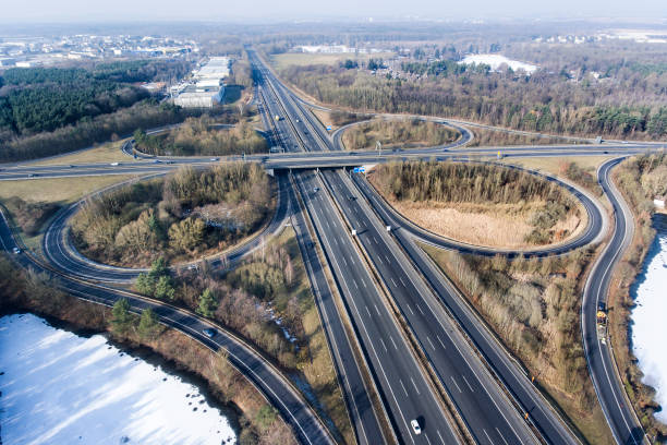 istock Aerial view of highway interchange 639947172