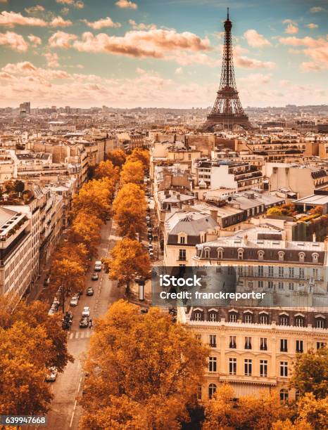 Tour Eiffel Tower Aerial View Stock Photo - Download Image Now - Paris - France, Autumn, France