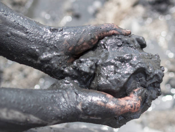 istock Handful of black healing mud 639949086