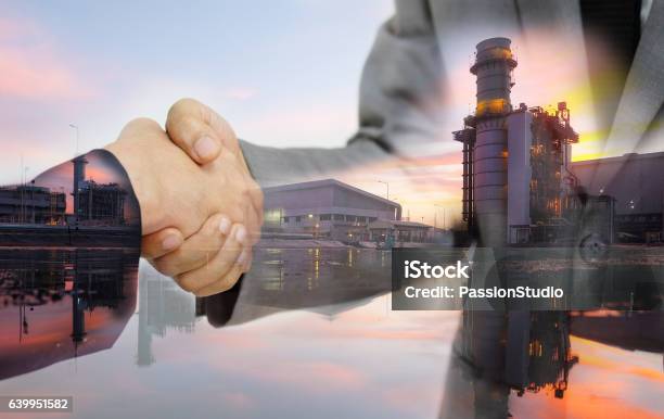 Double Exposure Of Business Women Double Handshake Stock Photo - Download Image Now - Handshake, Natural Gas, Industry