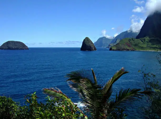 the "harbor" at Kalaupapa on the island of Molokai where the sufferers of Hansen's Disease (called leprosy at the time) were taken off the ships to live in the isolated area