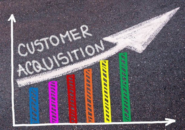 istock Customer Acquisition written over colorful graph and rising arrow 639955060