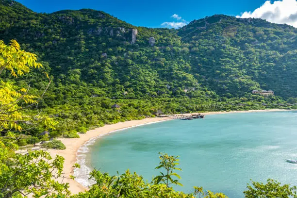 Beautiful beach at  tropical coast of Vietnam - Ninh van bay - close to Nha Trang