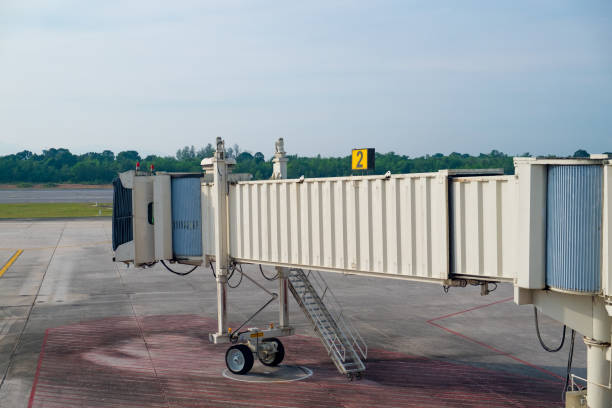 istock Passenger bridge of aircraft 639957256