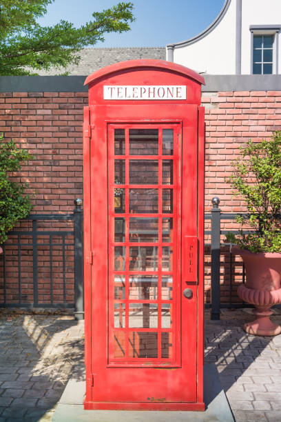 istock Vintage red telephone box. 639959436