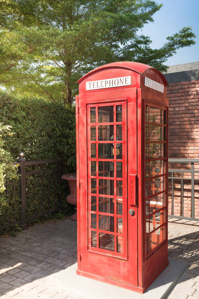 istock Vintage red telephone box. 639959506
