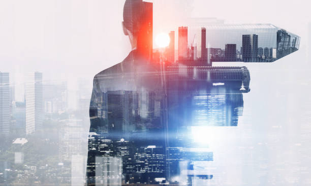istock Double exposure of woman . Mixed media 639959612