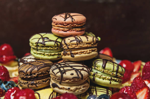 Pile of macaroons stock photo