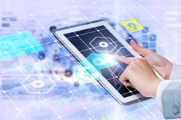 istock Tablet pc in woman hands . Mixed media 639963614