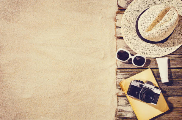 istock Top view of sandy beach. Background with copy space 639966906