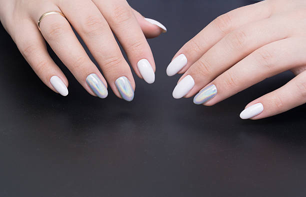 istock Natural nails, ideal clean manicure. Decorated with stylish elements 639971884