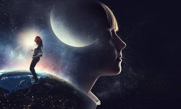 istock Little girl dreaming with closed eyes . Mixed media 639972800