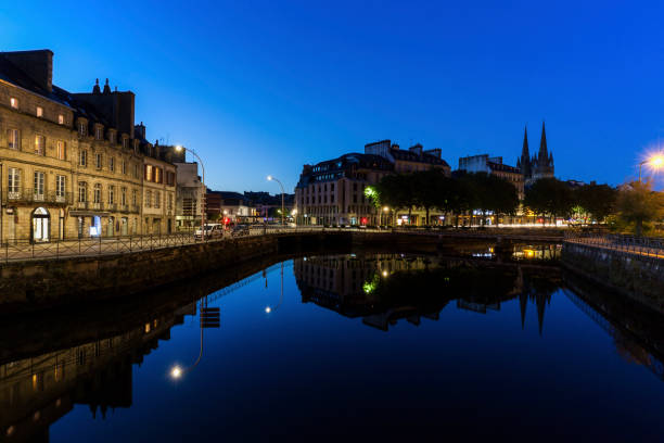 Quimper architecture and night Quimper architecture and night. Quimper, Brittany, France. rennes france photos stock pictures, royalty-free photos & images