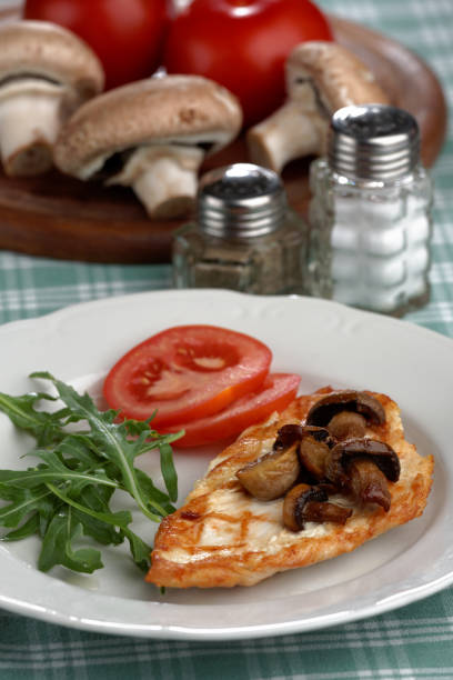 istock Grilled chicken with mushrooms and vegetables 639981044
