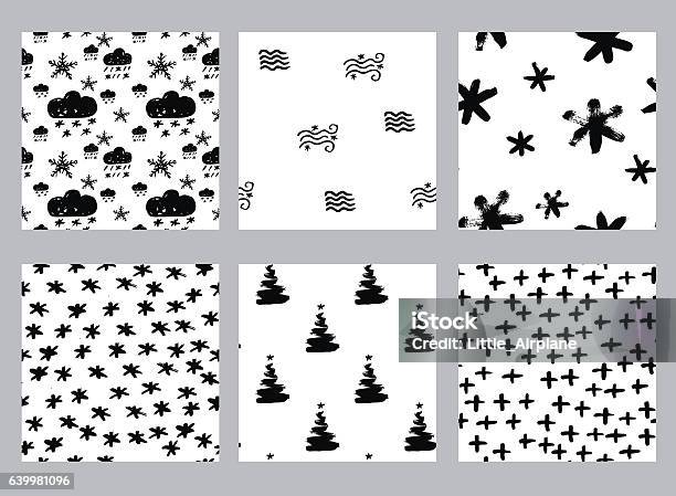 Winter Pattern Set Stock Illustration - Download Image Now - Backgrounds, Horizontal, Snow