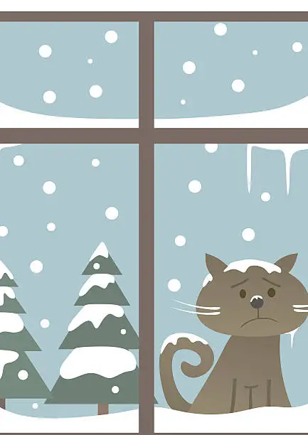 Vector illustration of cold cat