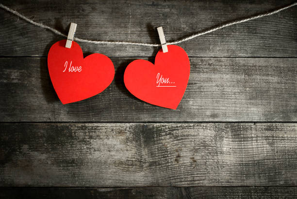 istock Valentine's Day card with paper hearts 639982494