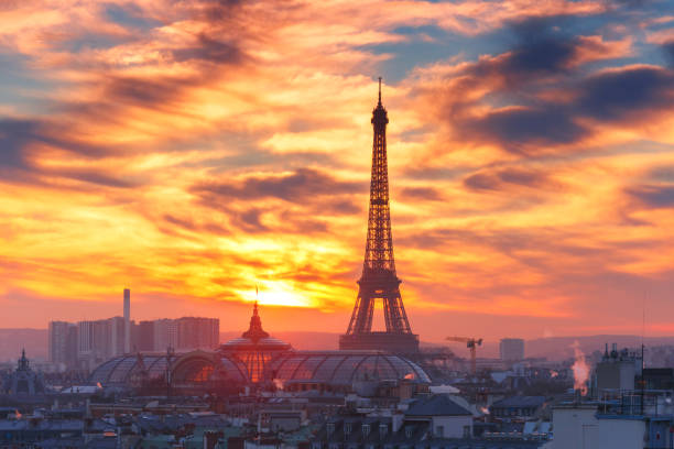 istock Eiffel Tower at sunset in Paris, France 639982534