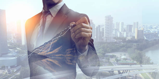 istock His business growth and progress . Mixed media 639983586