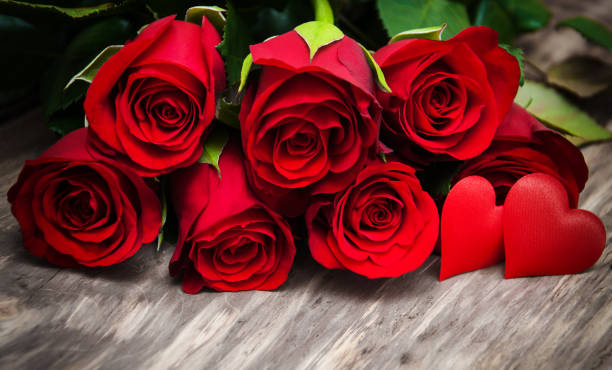 istock Red roses and hearts 639987168