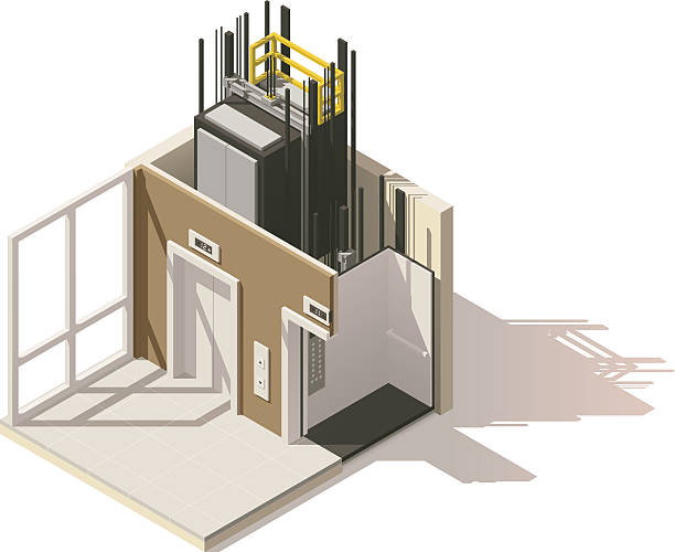 illustrations, cliparts, dessins animés et icônes de icône de coupe d’ascenseur poly isométrique basse isométrique vectorielle - vehicle door illustrations