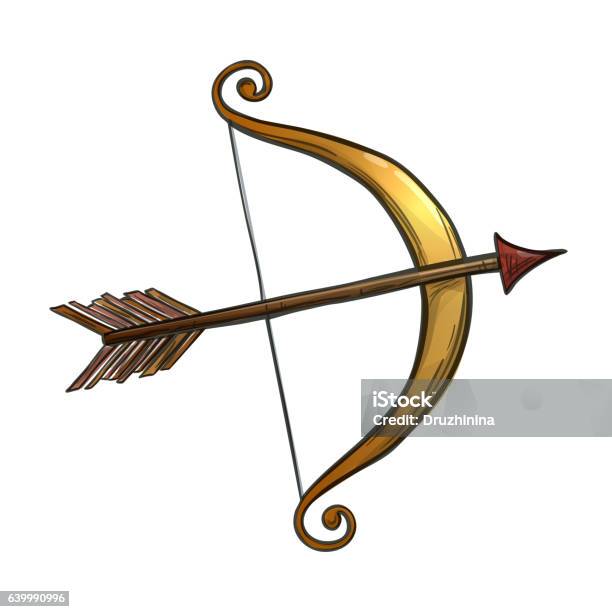 Colorful Sketch Cupid Bow And Arrow Stock Illustration - Download Image Now  - Archery Bow, Arrow - Bow and Arrow, Backgrounds - iStock