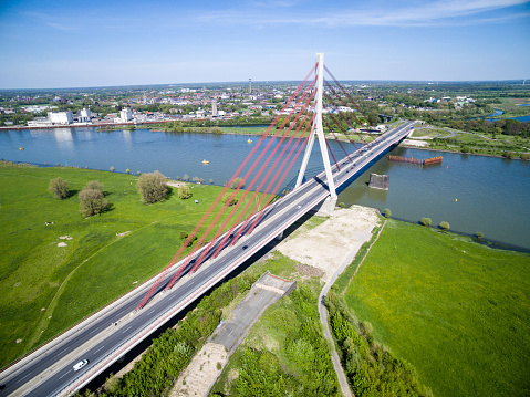 Bridge over the river Rhine by Wesel, Germany