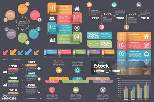 Infographic Elements Collection Stock Illustration - Download Image Now - Box - Container, Infographic, Five Objects