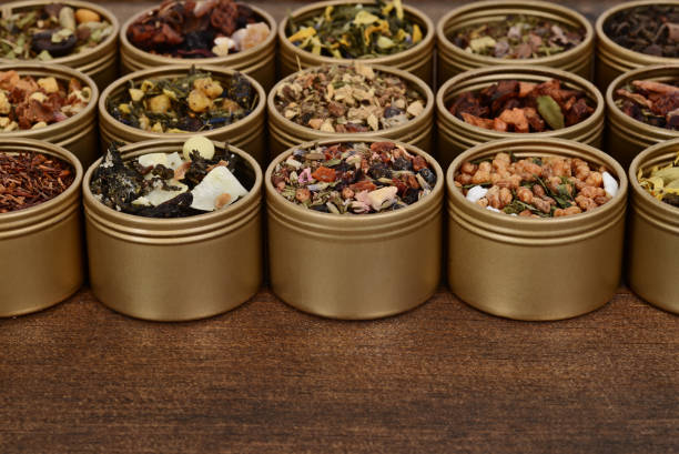 istock closeup herbal tea in tins 639995348