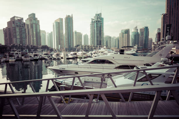 Dubai Marina at sunrise, United Arab Emirates.