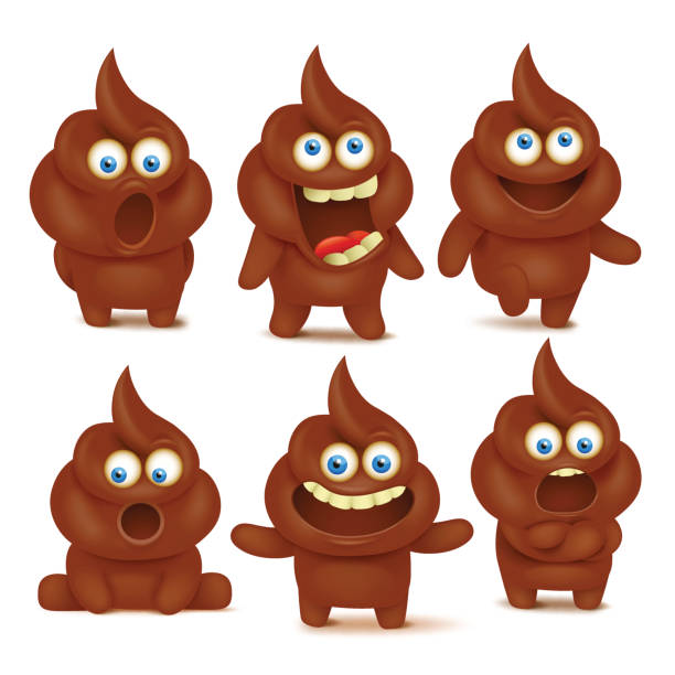 istock Set of cute poop emoji characters with differen emotions 639996474