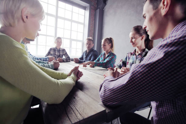 Team of people working together stock photo