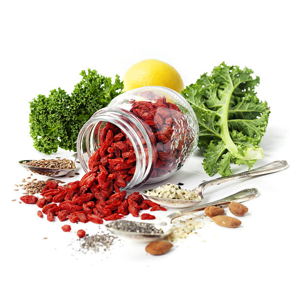 istock Various superfoods on white background 639998796