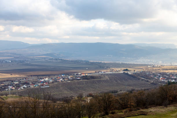 istock Valley with vineyards, the view, winter. 639999422