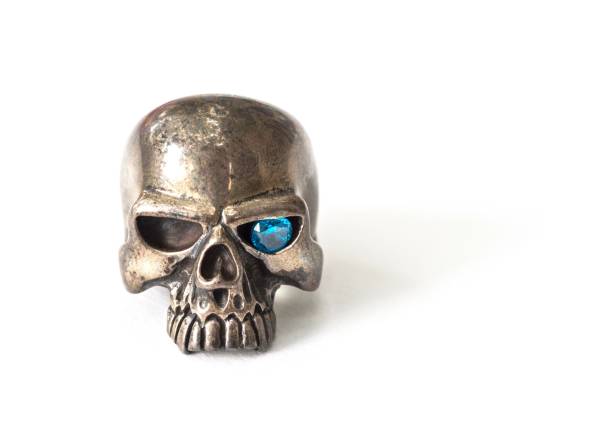Portrait of Human's  Skull Ring On White Background
