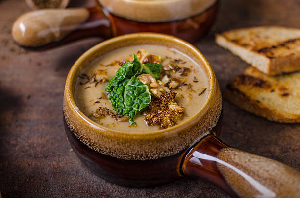 istock Creamy soup with roasted cauliflower and cabbage 640000570