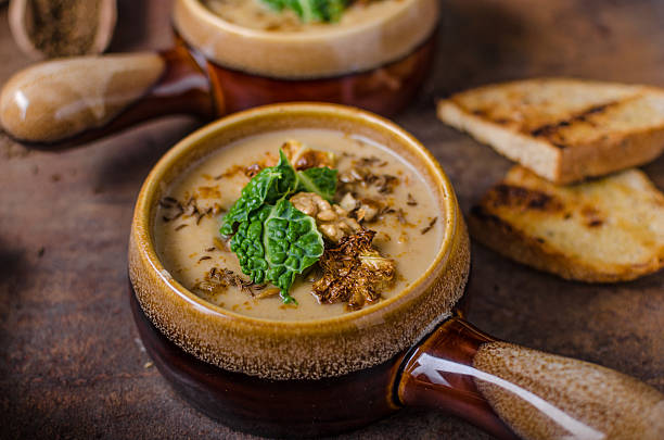 istock Creamy soup with roasted cauliflower and cabbage 640000616