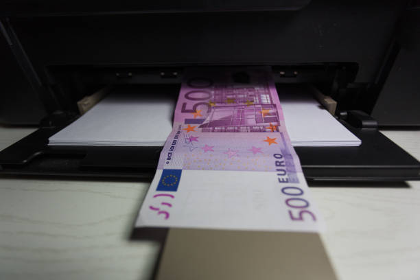 istock Printer printing fake Euro money 640001816