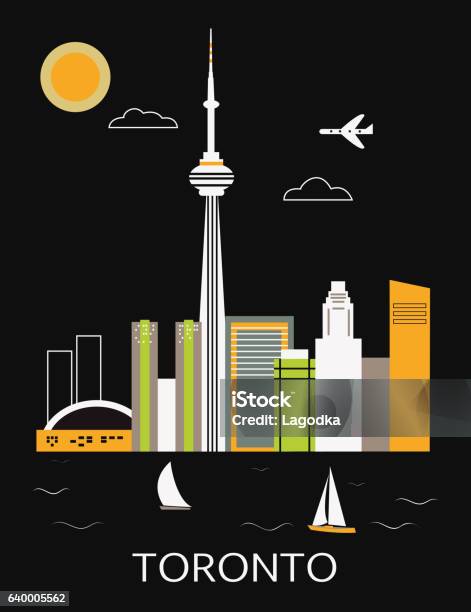 Toronto Stadt Stock Vektor Art und mehr Bilder von Toronto - Toronto, CN Tower, Stadtsilhouette