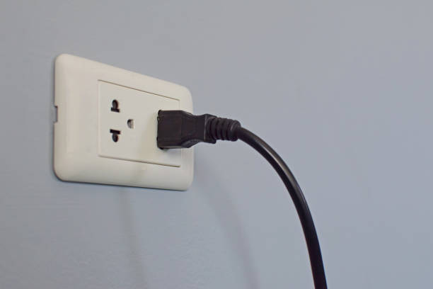 istock Male and Female AC power connection 640005986