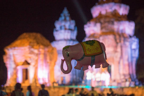 a Light and Show at the Prasat Sikhoraphum Temple at the Town of Sikhoraphum near the city of Surin in Isan in Thailand.