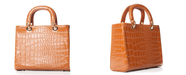 istock Terracotta women handbag isolated over white,Light brown glossy 640009534