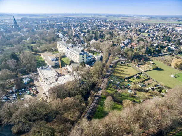 Aerial of the Helios hospital in Krefeld, Germany