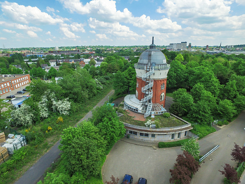 Muelheim, Germany- May 11, 2016: Camera Obscura now standing in the city of Muelheim close to the Ringlockschuppen