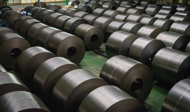 istock Cold rolled steel coil at storage area 640010542