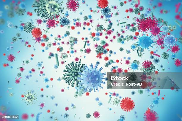 Viruses In Infected Organism Viral Disease Epidemic Virus Abstract Background Stock Illustration - Download Image Now