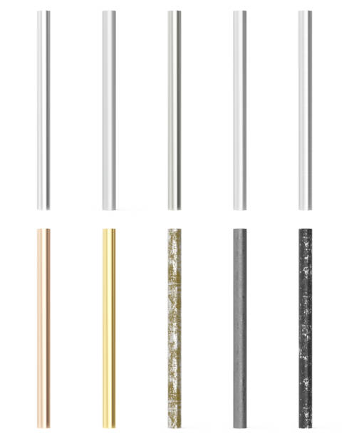 Set, group, collection metal pipes isolated on white background. 3d 3d rendering set, group, collection metal pipes isolated on white background gold metal clipart stock illustrations