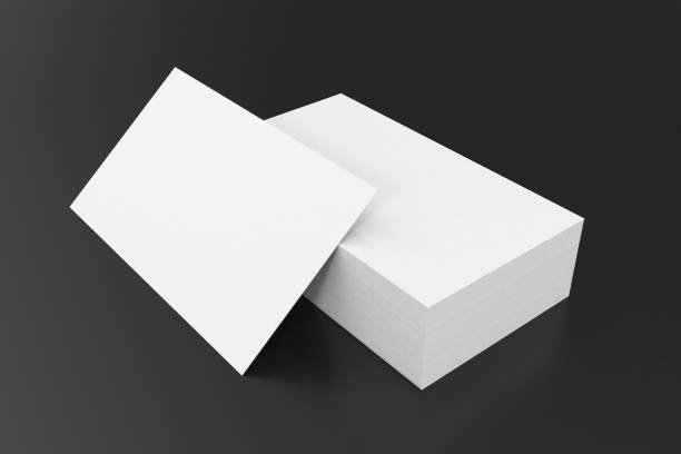 istock Stack of blank business card on black background. 3d rendering 640012360