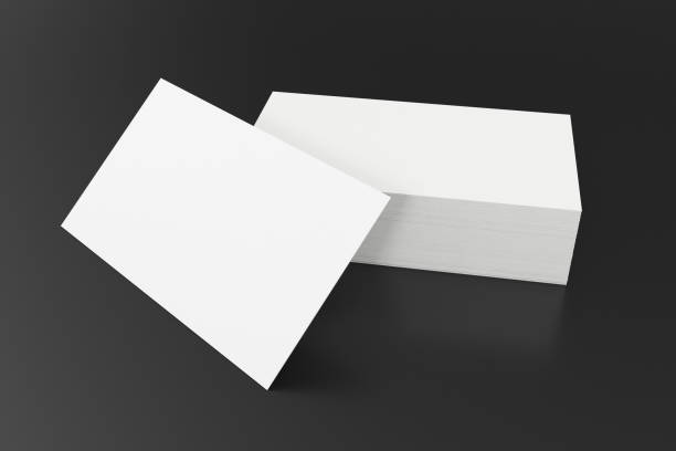 istock Stack of blank business card on black background. 3d rendering 640012448