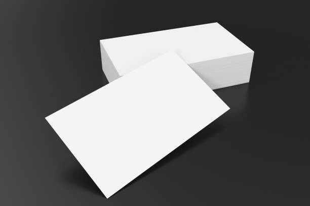 istock Business cards blank mockup, template, on balck background, 3d rendering 640012526